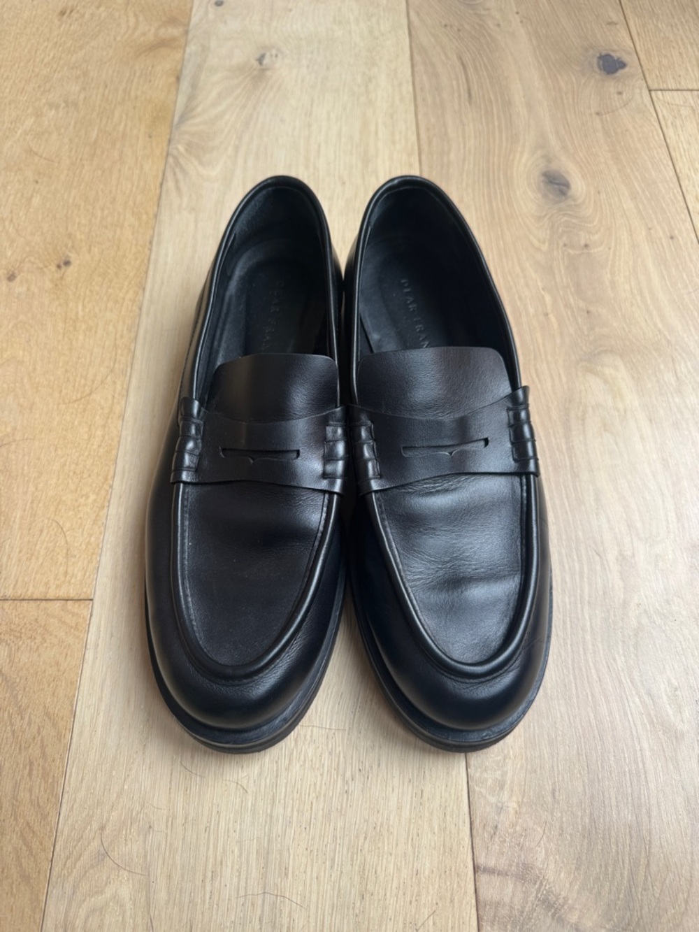 Dear Frances Black Leather Classic Penny Loafers